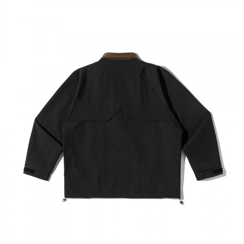 Unisex Kastenförmige Overshirt‑Jacke im Utility‑Stil mit Cordkragen, Pattentaschen und Kordelzugsaum Echo Archiv