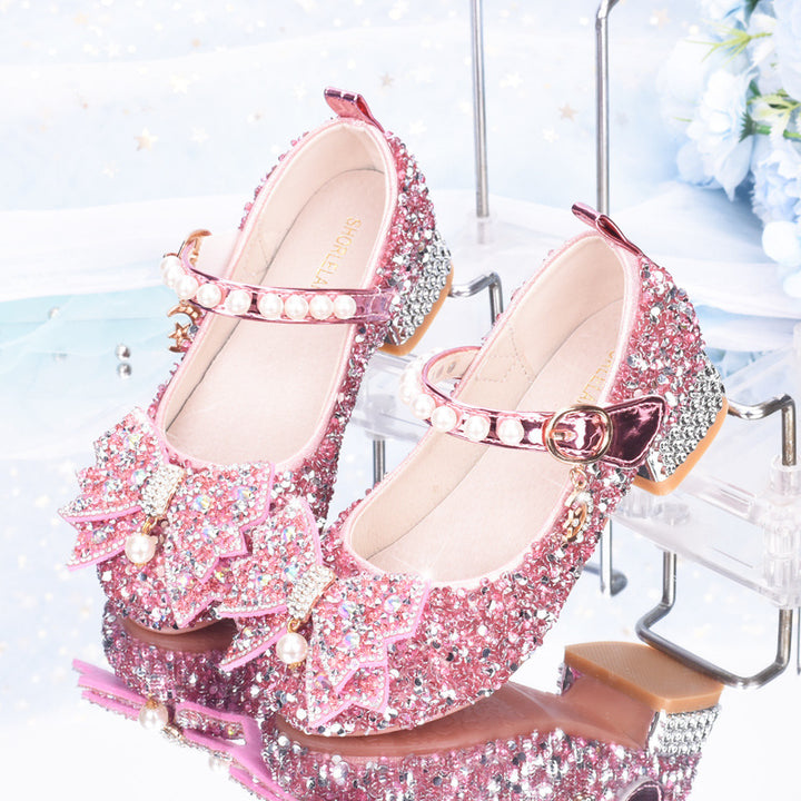 Mädchen Glitzernde Mary Jane Schuhe mit dekorativen Schleifen Echo Archiv