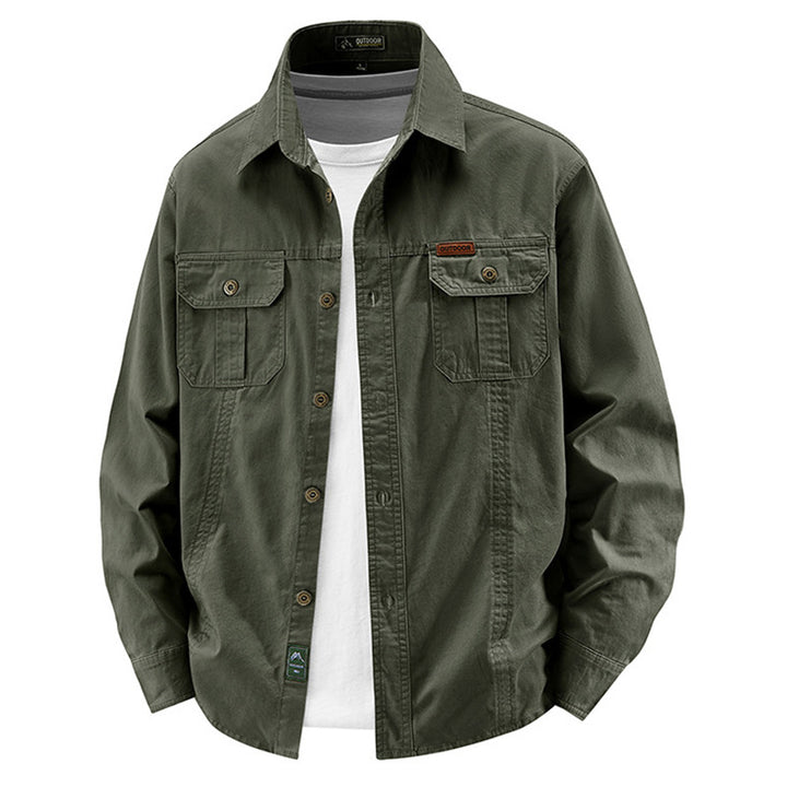 Herren  leichte Baumwolle Utility Overshirt mit Klappbrusttaschen Echo Archiv