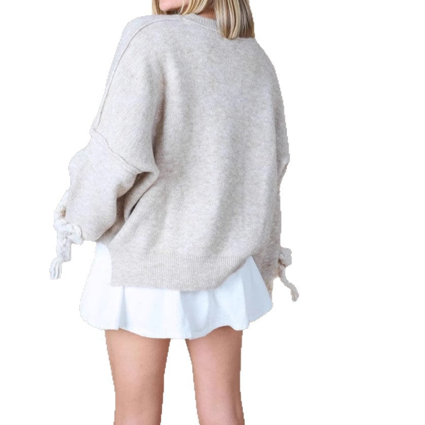 Damen Modischer Pullover mit dekorativem Knotendesign – Mavelle
