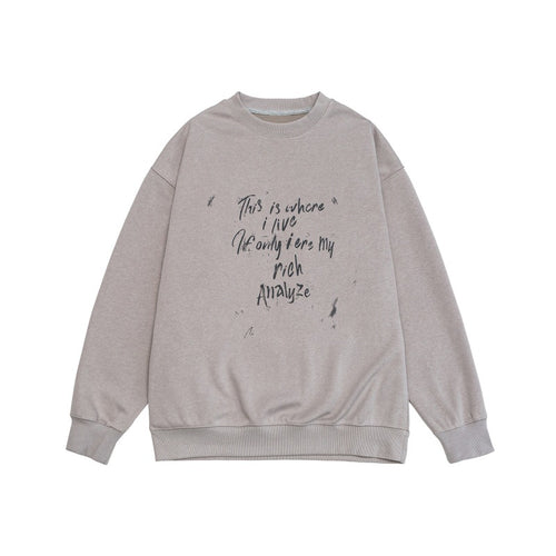 Unisex Lockeres Oversize-Sweatshirt mit verwaschenem Script‑Print, gerippten Bündchen und Relaxed‑Fit Echoarchiv
