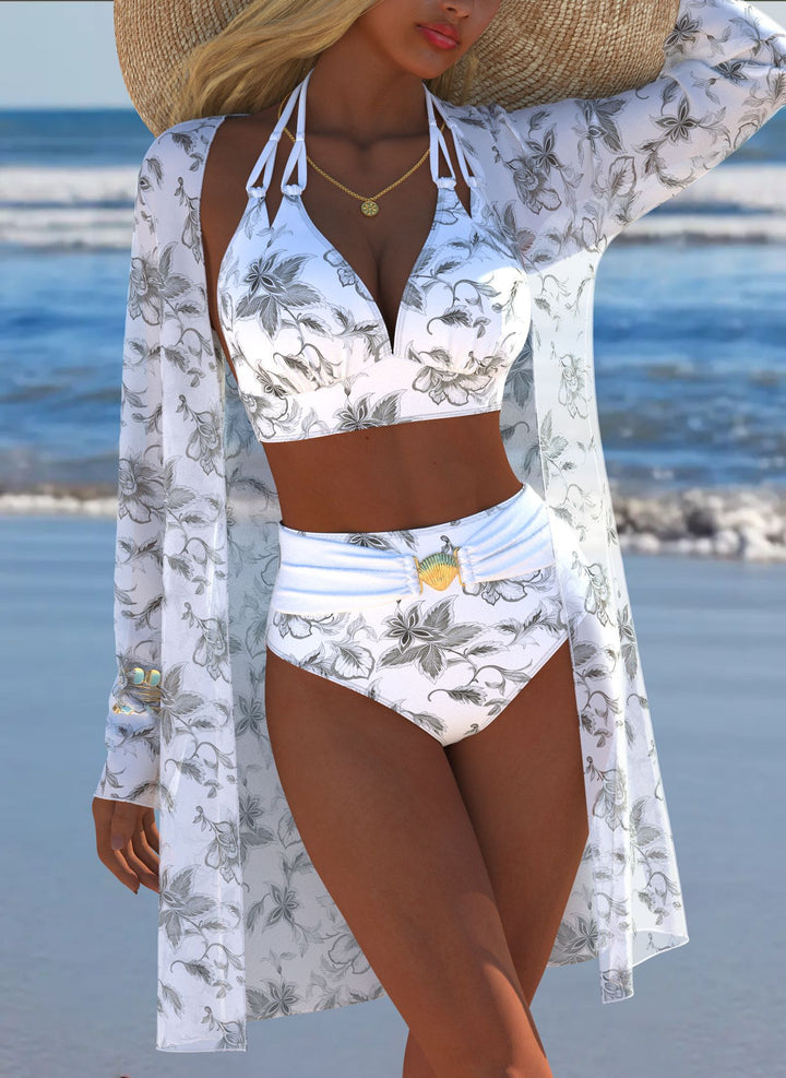 Damen Bikini-Set mit kreativem geometrischen Design und hohem Bund Echo Archiv