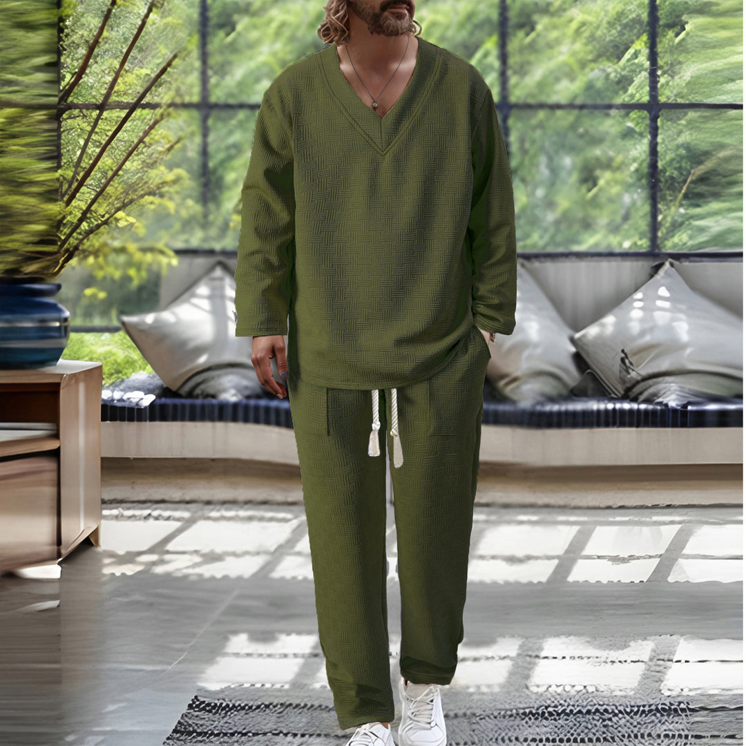 Herren lässiger V-Ausschnitt Sweatsuit mit praktischem Taschen-Design Echoarchiv