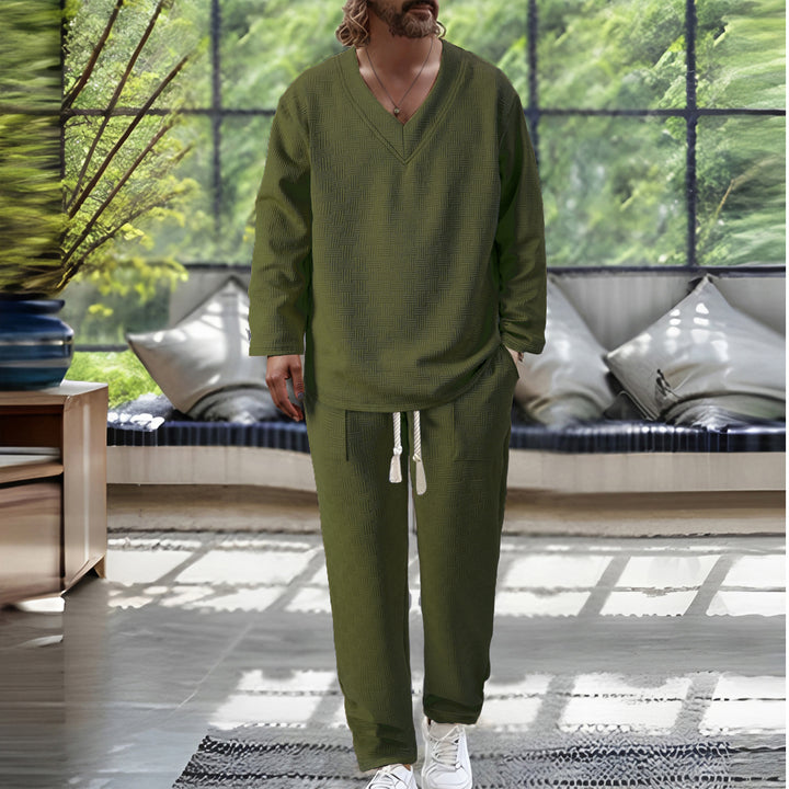 Herren lässiger V-Ausschnitt Sweatsuit mit praktischem Taschen-Design Echoarchiv