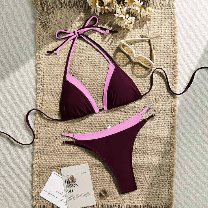 Damen Triangel-Bikini mit verstellbaren Trägern und kontrastrierendem Farbdesign Echo Archiv