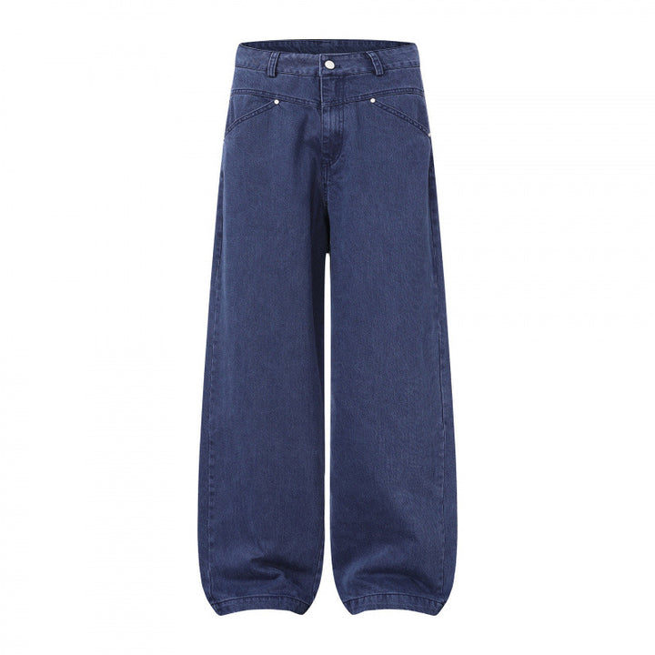 Damen Weite Highwaist Balloon-Jeanshose aus robustem Denim mit elastischem Knöchelsaum Echo Archiv
