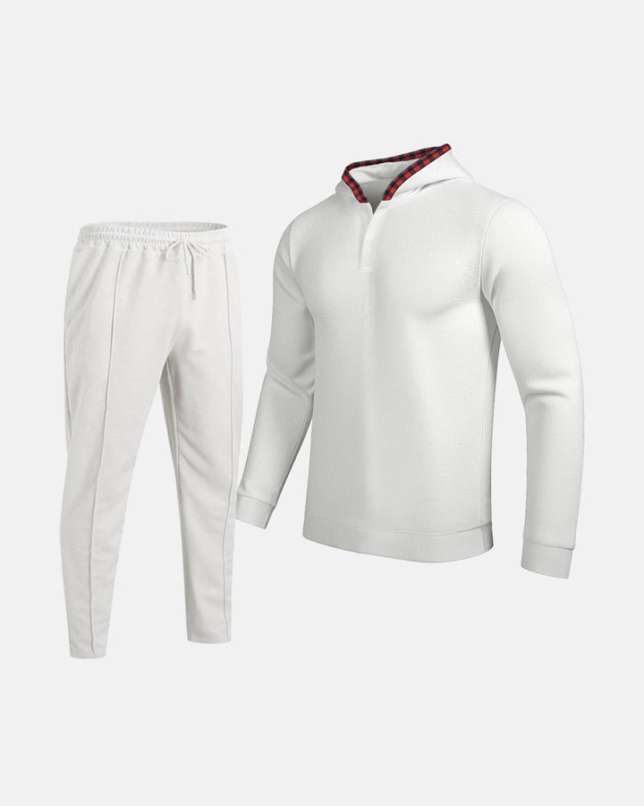 Herren Sportlicher Hoodie mit Karodetails und passtgenauen Jogginghose Echoarchiv