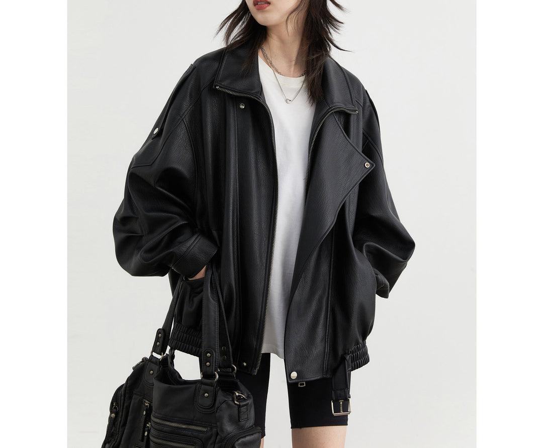 Damen Stilvolle Lederjacke Echoarchiv