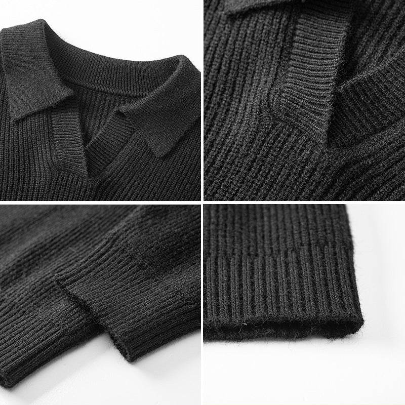 Herren Modischer Grobstrickpullover mit Kragen Echo Archiv