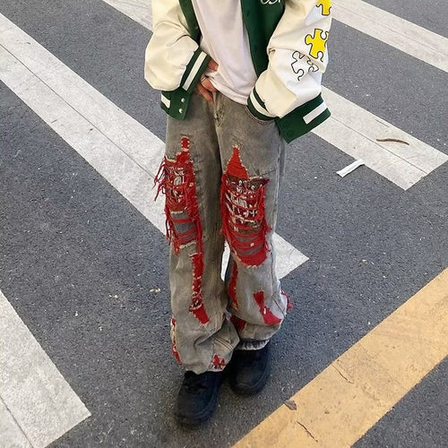 Herren lockere, destroyed Jeans mit auffälligen Details und lässigem Schnitt Echoarchiv