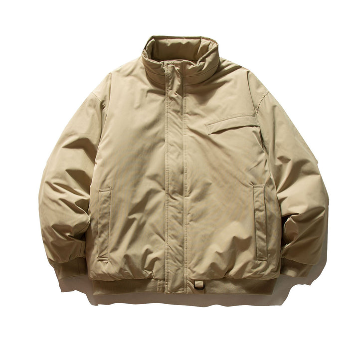 Herren Minimalistische Thermo‑Bomberjacke mit verdeckter Frontblende, hohem Stehkragen und Utility‑D‑Ring Echoarchiv