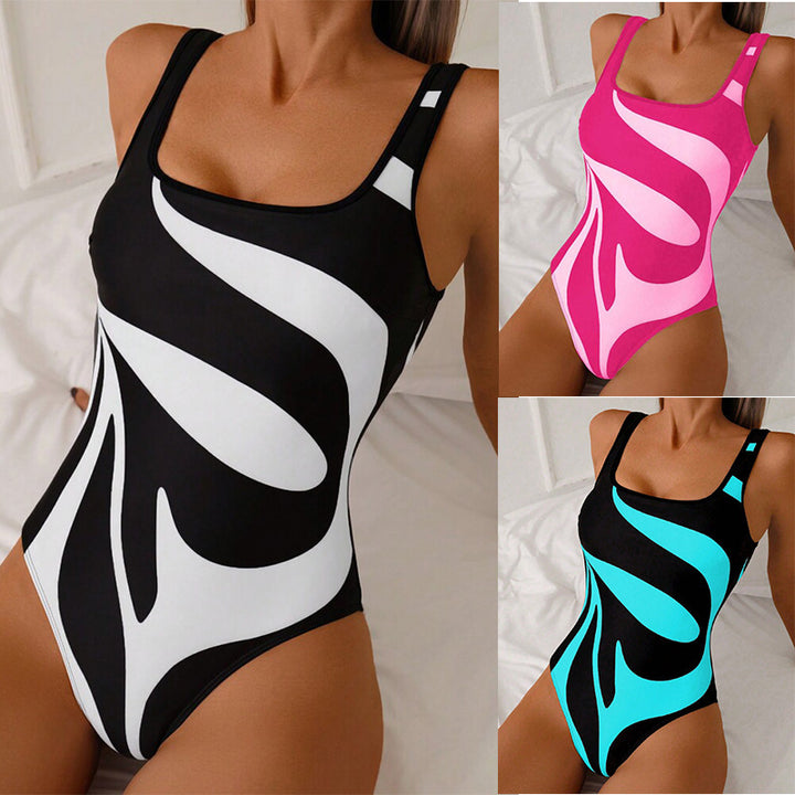 Damen Sportlicher Badeanzug mit modernem Grafikdesign Echo Archiv