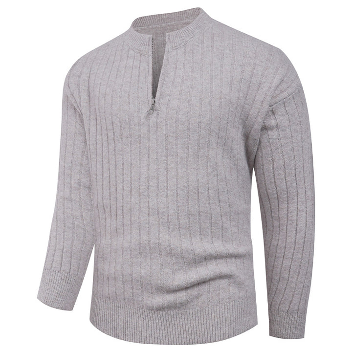 Herren Strickpullover mit hohem Kragen und modernem Reißverschluss Echoarchiv
