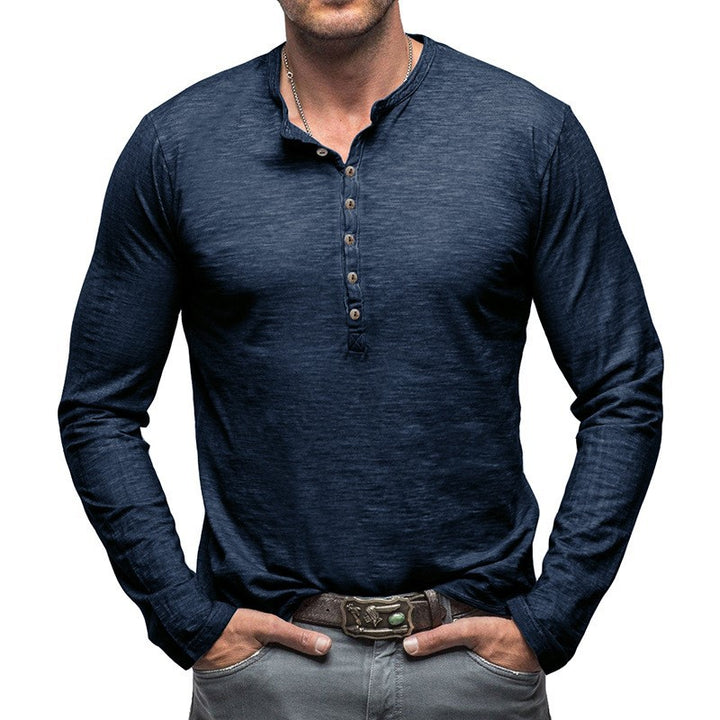 Herren Langarm-Henley-Shirt mit authentischen Knopfdetails Echoarchiv