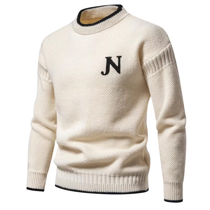 Herren Strukturierter Strickpullover mit Rundhalsausschnitt Echoarchiv