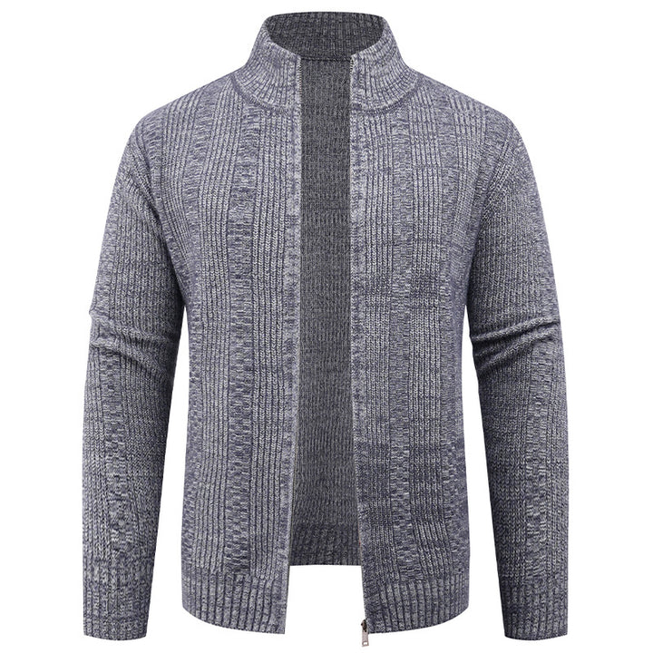 Herren Strickjacke mit modernem Reißverschluss und Zopfmuster Echoarchiv