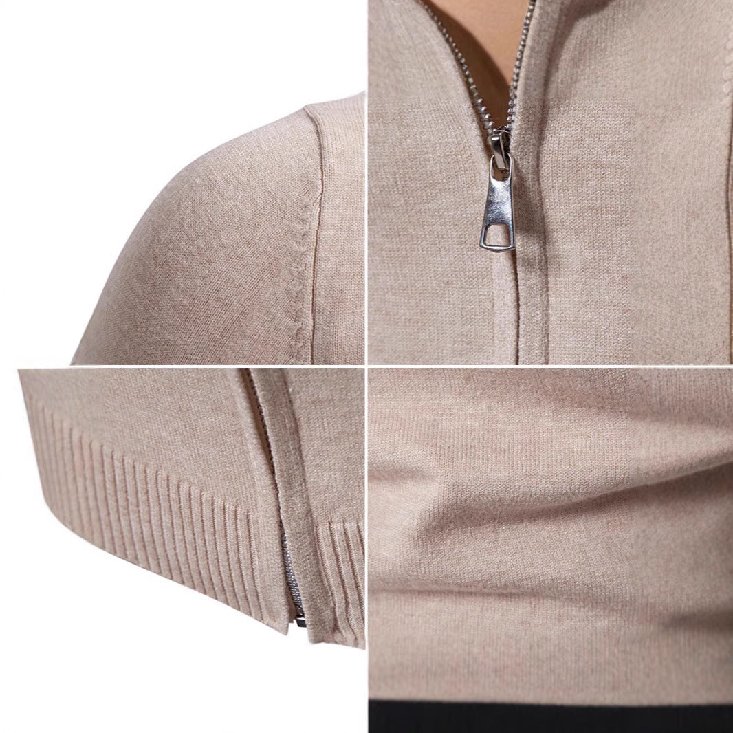 Herren modischer Strickpullover mit hohem Kragen und Reißverschluss Echoarchiv