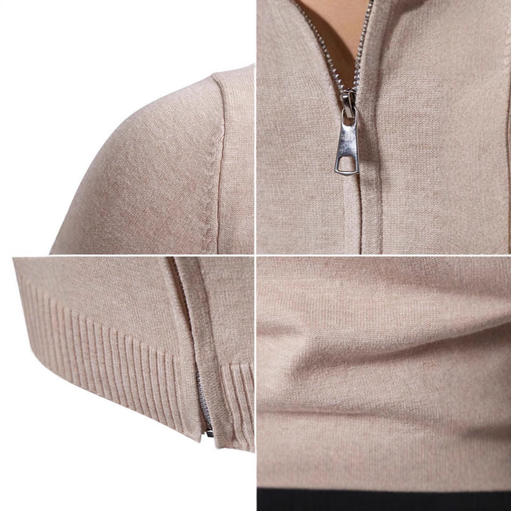 Herren modischer Strickpullover mit hohem Kragen und Reißverschluss Echoarchiv