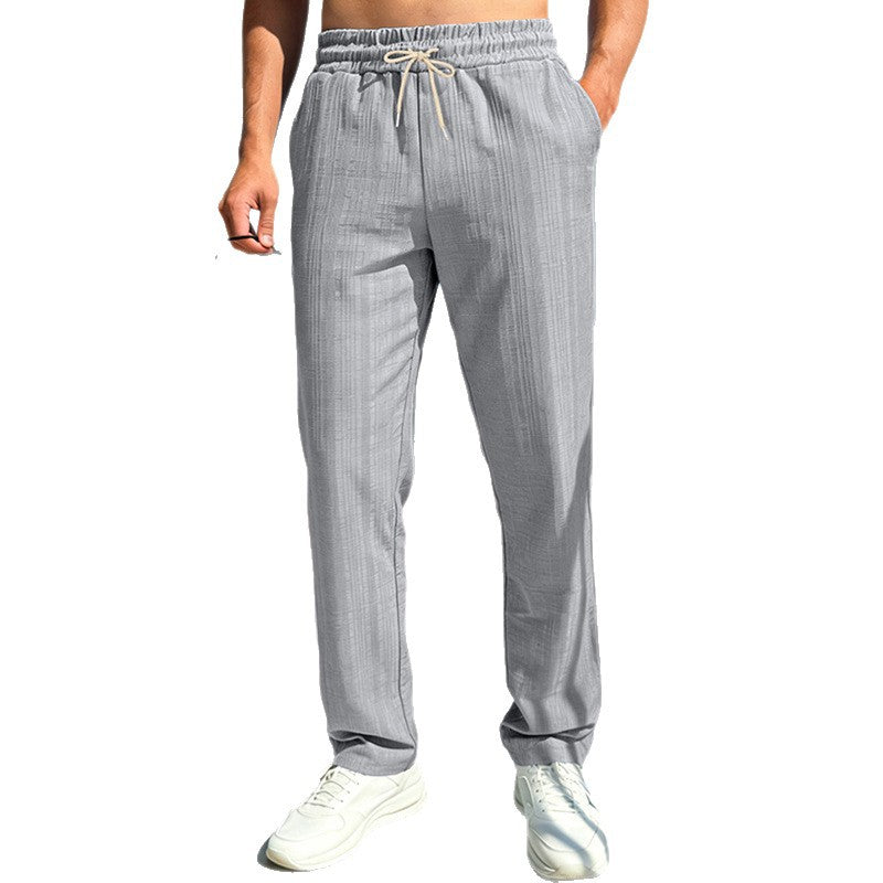 Herren nan Ferien-Loungehose aus atmungsaktivem Leinen‑Baumwollmix mit elastischem Bund und geradem Bein Echo Archiv