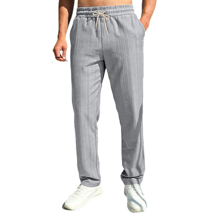 Herren nan Ferien-Loungehose aus atmungsaktivem Leinen‑Baumwollmix mit elastischem Bund und geradem Bein Echo Archiv
