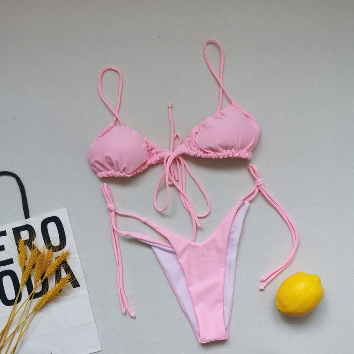 Damen Triangel-Bikini-Set mit verspielten Bindebändern und schickem Farbkontrast Echo Archiv