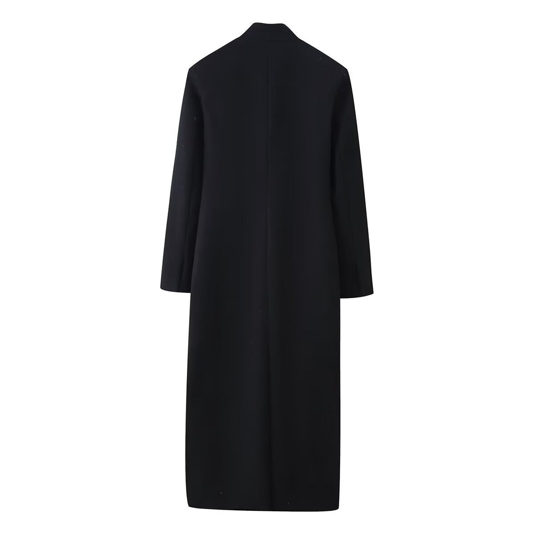 Damen Langer minimalistischer Mantel mit verdeckter Knopfleiste und aufgesetzten Taschen Echo Archiv