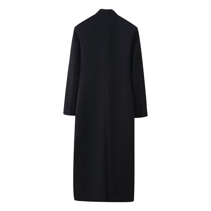 Damen Langer minimalistischer Mantel mit verdeckter Knopfleiste und aufgesetzten Taschen Echo Archiv
