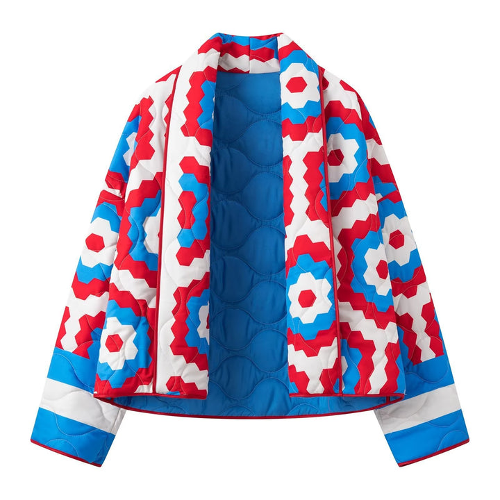 Damen Gesteppte Quilt-Jacke im Patchwork-Motiv mit kastiger Oversize-Silhouette Echo Archiv