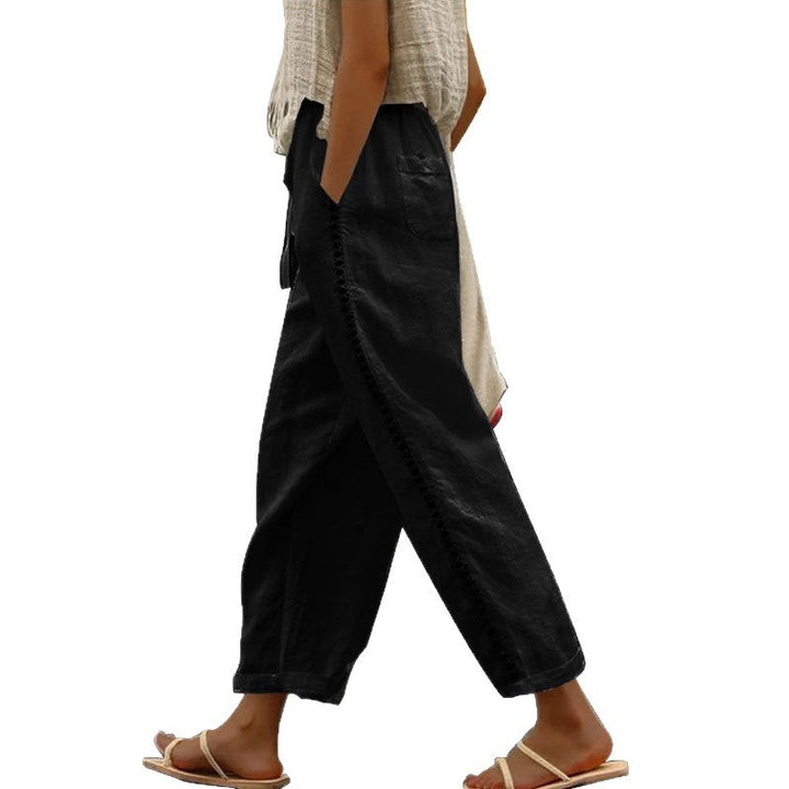 Damen lässige Leinenhose mit seitlichen Schneidern – Avélisse
