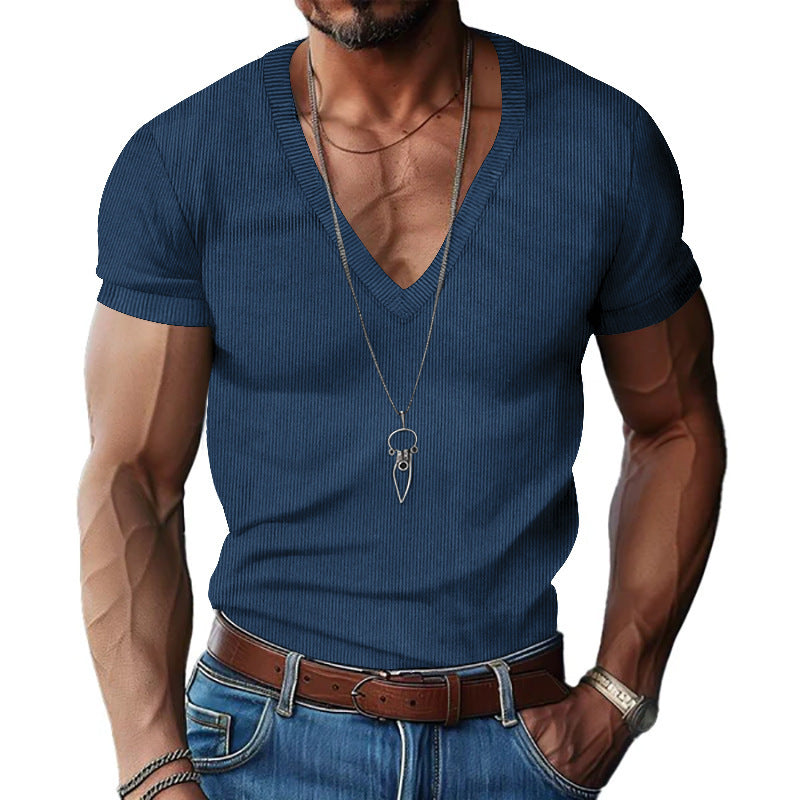 Herren Kurzarm V-Ausschnitt T-Shirt Echoarchiv