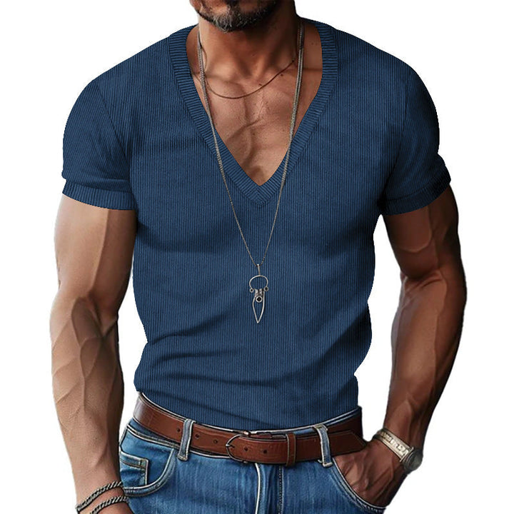 Herren Kurzarm V-Ausschnitt T-Shirt Echoarchiv