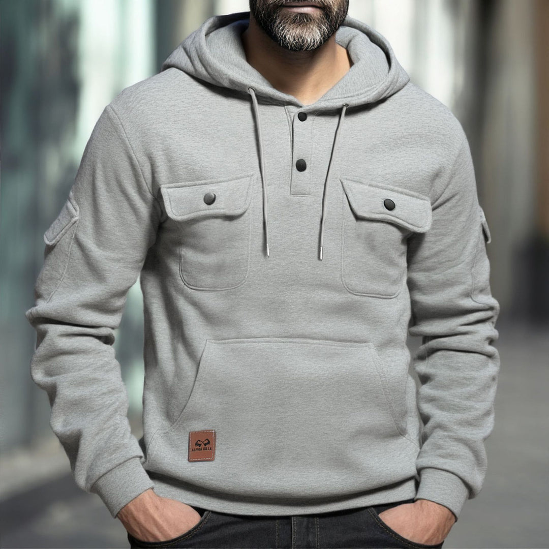 Herren Fleece-Hoodie mit praktischen Brusttaschen Echoarchiv