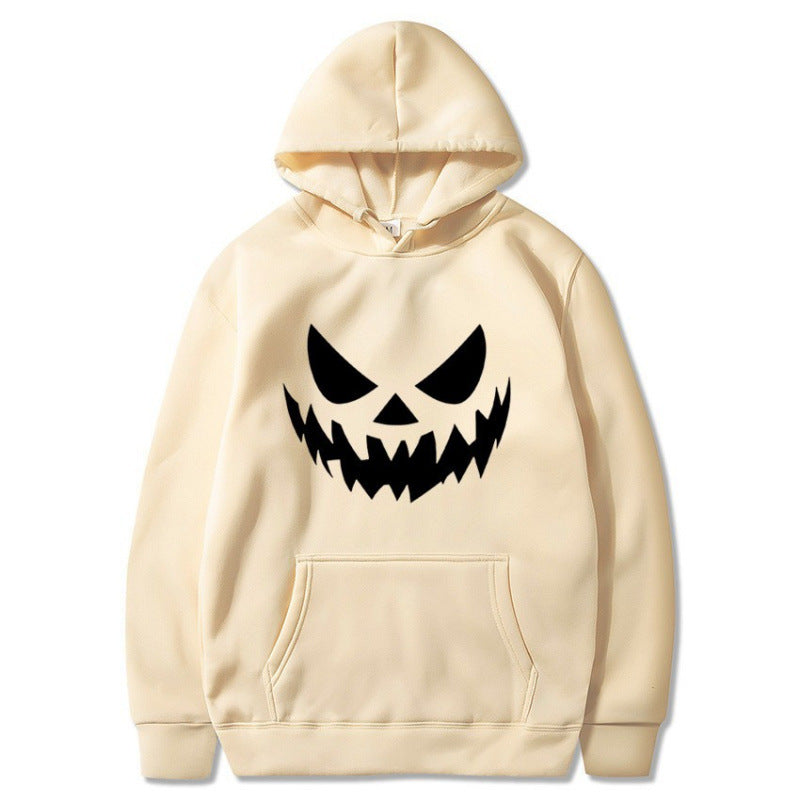 Unisex nan Kapuzenpullover mit gruseligem Kürbisgesicht-Print und Oversize Kängurutasche Echo Archiv
