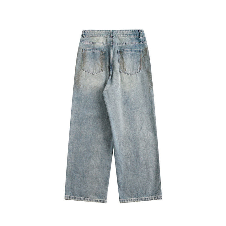 Damen Weite Baggy-Jeans mit hohem Bund, Used-Waschung und Rissdetails Echo Archiv