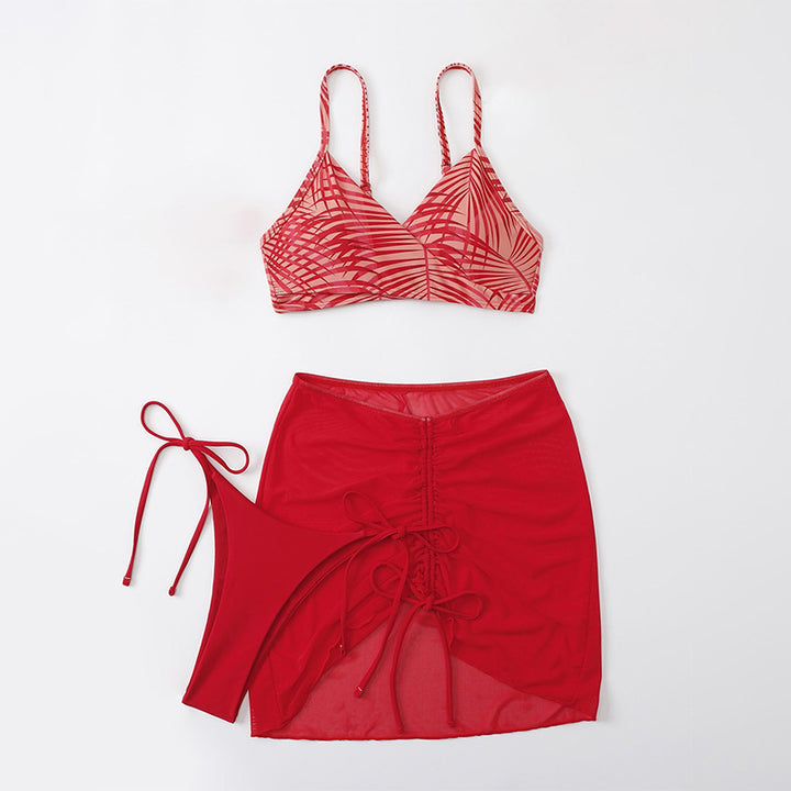 Damen Bikini-Set mit verstellbaren Trägern und transparentem Rock Echo Archiv