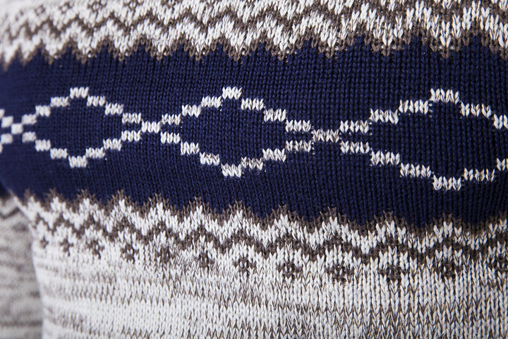 Herren modischer Strickpullover mit traditionellem Norwegermuster Echoarchiv