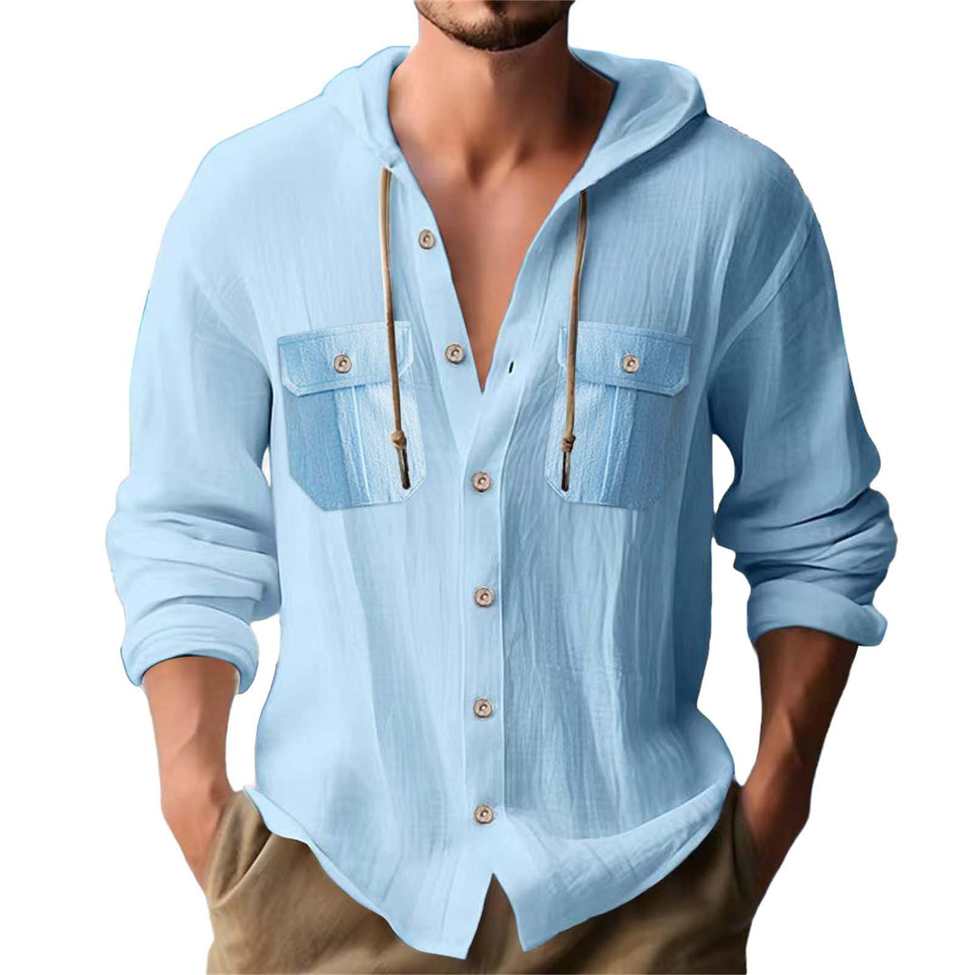 Herren lässiges Kapuzenshirt mit Brusttaschen und innovativem Stoff Echoarchiv