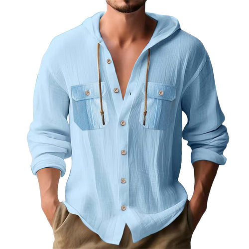 Herren lässiges Kapuzenshirt mit Brusttaschen und innovativem Stoff Echoarchiv