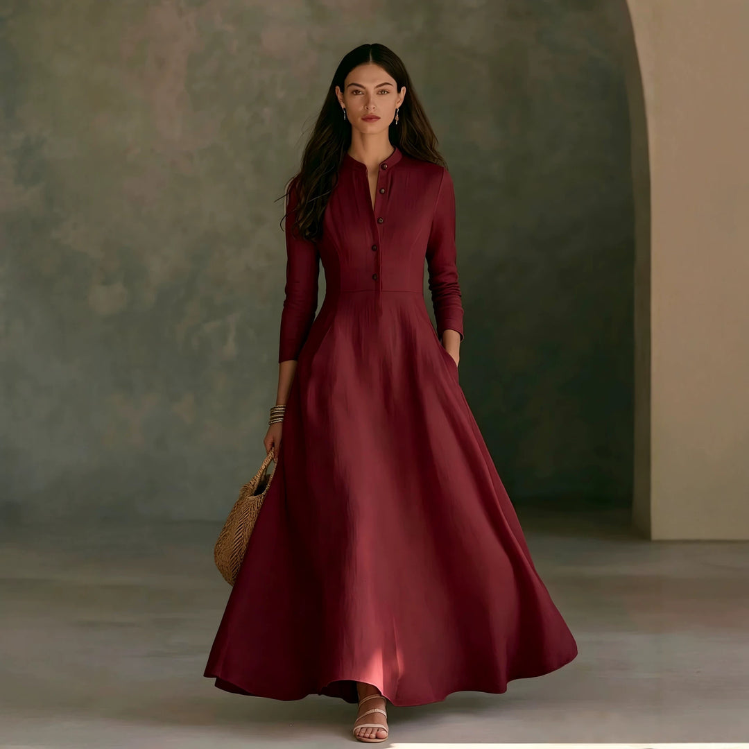 Damen Elegantes Langarm Maxikleid Echo Archiv