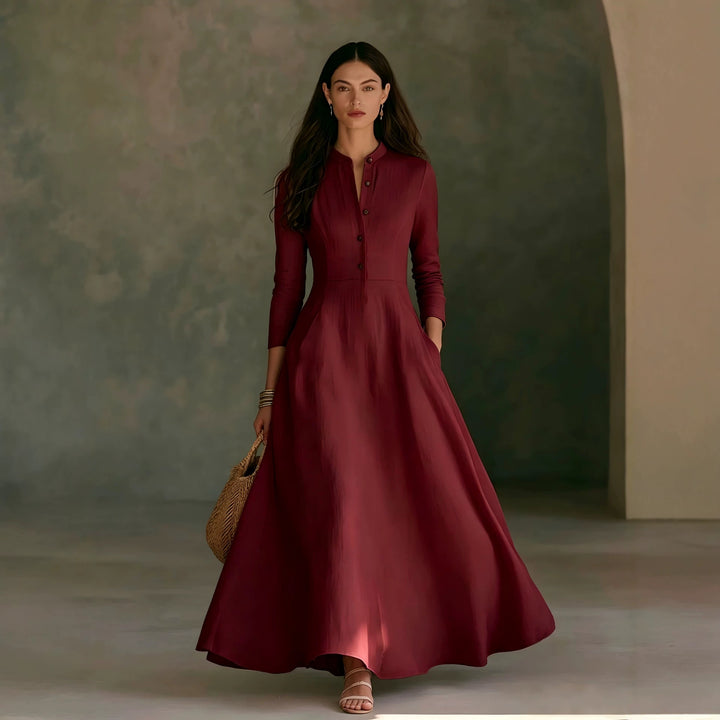 Damen Elegantes Langarm Maxikleid Echo Archiv