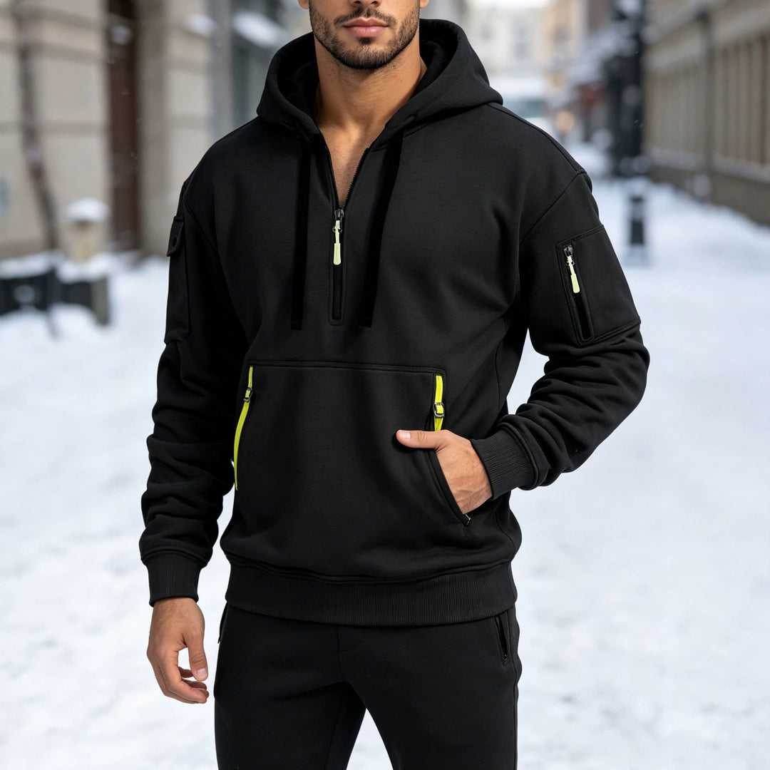 Herren Sportliche Kapuzenjacke mit seitlichen Reißverschlusstaschen – Cavarno