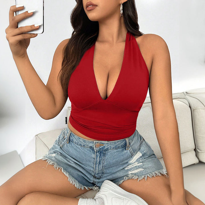 Damen Crop-Top mit tiefem V-Ausschnitt und tailliertem Schnitt Echo Archiv