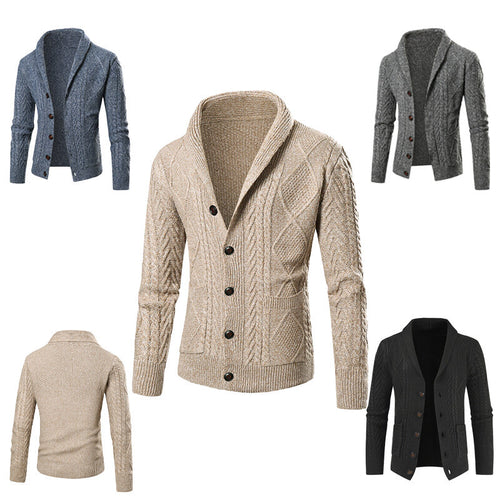 Herren Strickjacke mit elegantem Kabelmuster und Knopfleiste Echoarchiv