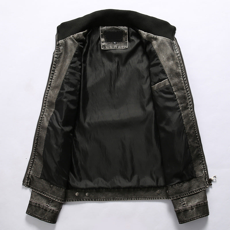Herren Bikerjacke im Vintage-Lederlook mit Reißverschluss und Brusttaschen Echoarchiv