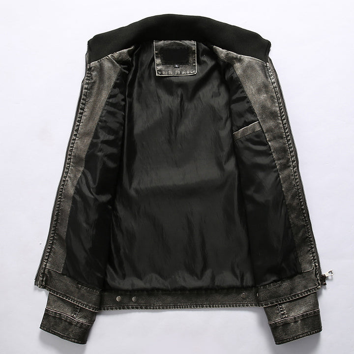 Herren Bikerjacke im Vintage-Lederlook mit Reißverschluss und Brusttaschen Echoarchiv