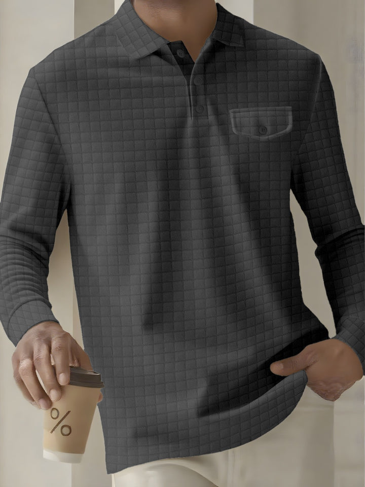 Herren Langarm Poloshirt mit strukturiertem Design Echoarchiv