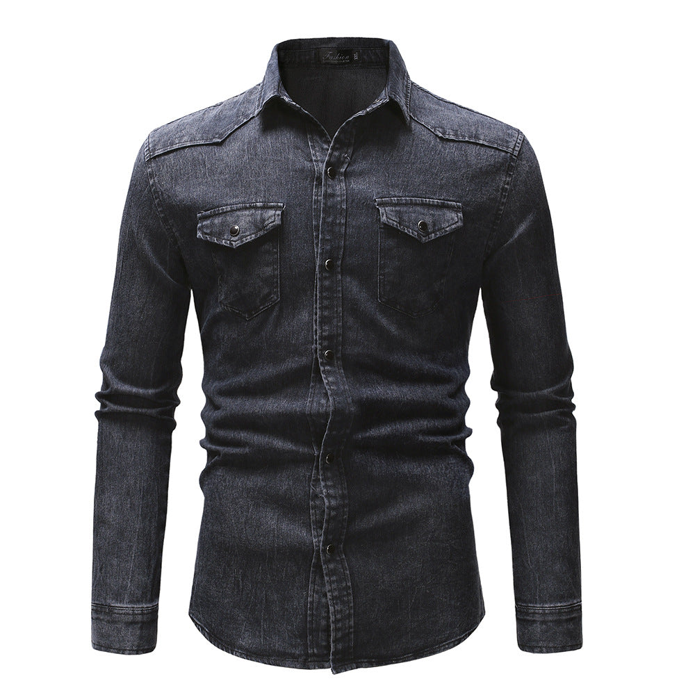 Herren Jeanshemd mit modernen Details und praktischen Taschen Echoarchiv