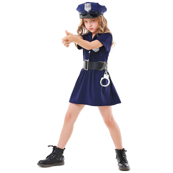 Mädchen Polizeikostüm mit Rock und Modischen Accessoires Echo Archiv
