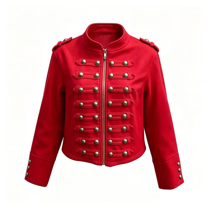 Damen Kurzjacke im Military‑Stil mit Stehkragen, Zierknopfleiste und Schulterklappen Echo Archiv