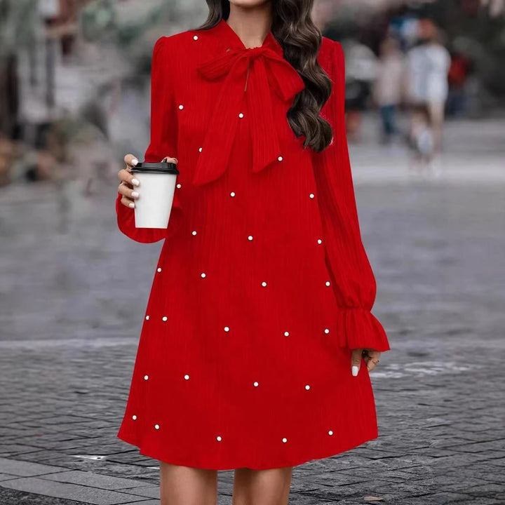 Damen Elegantes Minikleid mit Schleifenkragen und Rüschen Echo Archiv